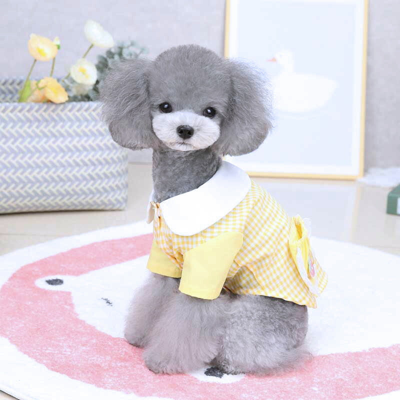 【犬 夏服 犬の服 春服用】うさちゃんポケットシャツ【ドッグウェア うさぎ チェック 襟付き 袖あり ドッグ ペット ダックス トイプードル チワワ タムベディかわいい パグ】[CN][GI]