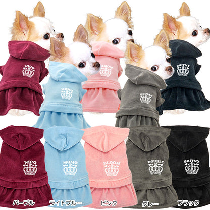 【犬服 犬 服 犬の服 名入れ】愛犬のお名前入り ベロアワンピース【ドッグウェア ペット クラウン 女の子 トイプードル チワワ ダックス おしゃれ シーズー タムベディ】(L/)[GI]