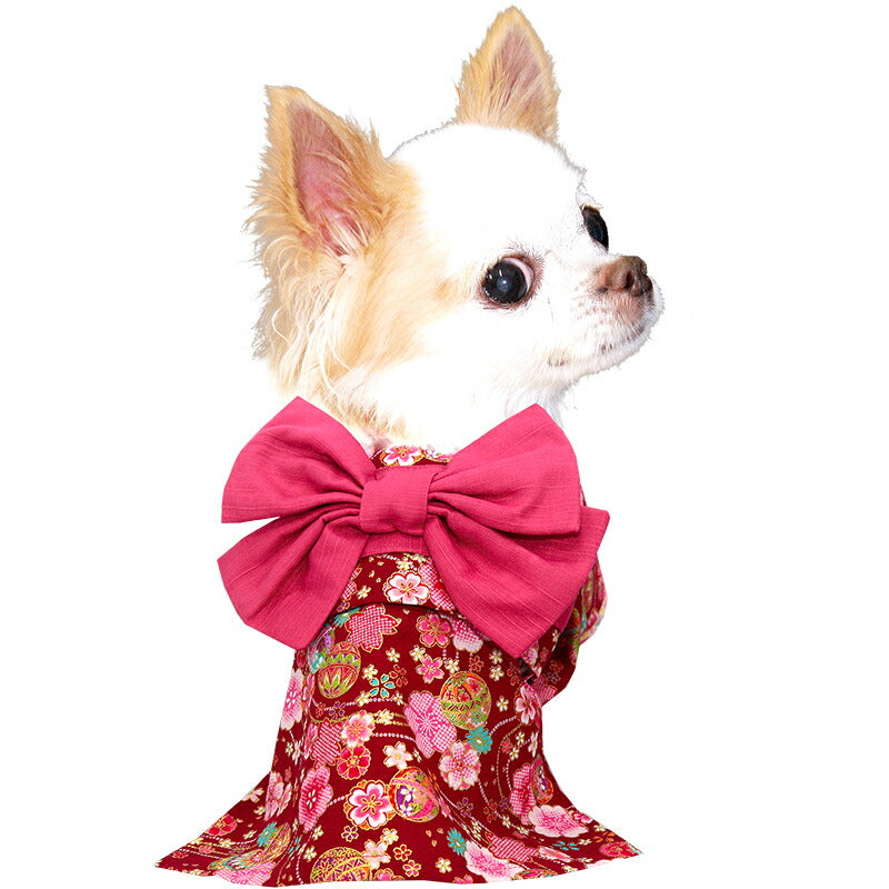 【犬服 犬 服 犬の服 秋服 冬服用】艶やか晴れ着 若菜(わかな)着物《名入れ可能》《コサージュ別売》【和柄 正月 年賀状 初詣 花柄 日本製ドッグ ペット ウェア ダックス トイプードル チワワ タムベディ】