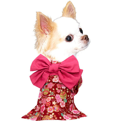【犬服 犬 服 犬の服 秋服 冬服用】艶やか晴れ着 若菜(わかな)着物《名入れ可能》《コサージュ別売》【和柄 正月 年賀状 初詣 花柄 日本製ドッグ ペット ウェア ダックス トイプードル チワワ タムベディ】