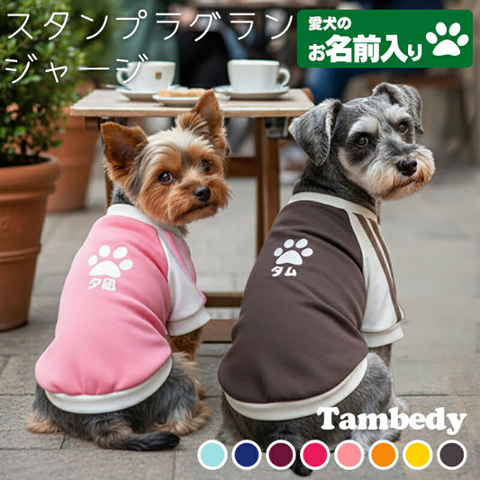 【犬服 犬 服 犬服 犬の服 名入れ】愛犬のお名前入り スタンプラグラン ジャージ【ドッグウェア 足跡 カラフル パステル トイプードル チワワ ダックス おしゃれ ポメラニアン タムベディ】(O/F/RA/L/)