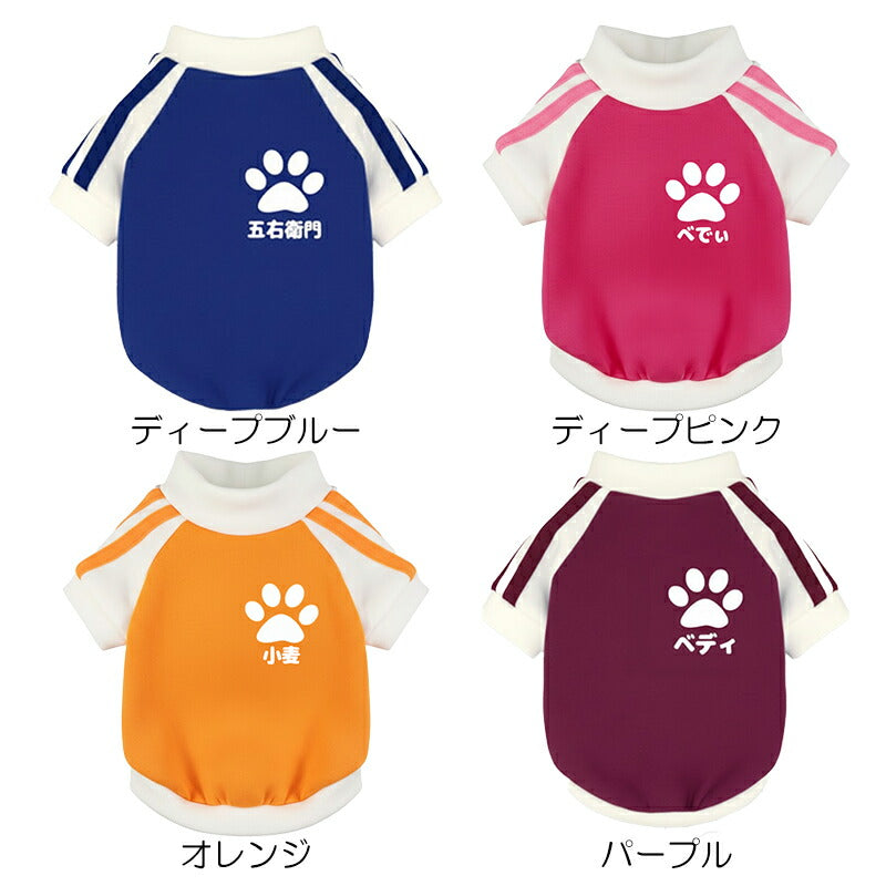 【犬服 犬 服 犬服 犬の服 名入れ】愛犬のお名前入り スタンプラグラン ジャージ【ドッグウェア 足跡 カラフル パステル トイプードル チワワ ダックス おしゃれ ポメラニアン タムベディ】(O/F/RA/L/)