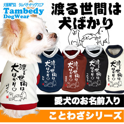 【犬服 犬 服 犬の服 名入れ 秋服 冬服用】愛犬のお名前入り 渡る世間は犬ばかり【ドッグウェア ことわざ ペット ダックス トイプードル チワワ タムベディおもしろい】(S/3/RI/H/)