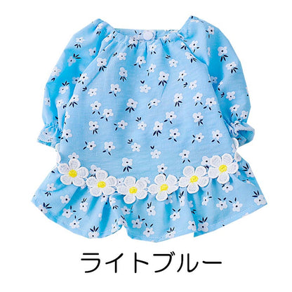 【犬服 犬 服 犬の服 春服 夏服用】ホワイトフラワーワンピース【前開き フリル 花柄 女の子 スカート ドッグ ペット ウェア ダックス トイプードル チワワ タムベディ マルチーズ】[CN]