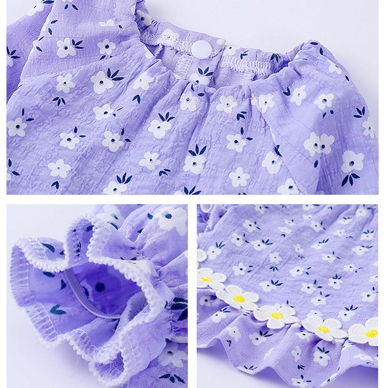 【犬服 犬 服 犬の服 春服 夏服用】ホワイトフラワーワンピース【前開き フリル 花柄 女の子 スカート ドッグ ペット ウェア ダックス トイプードル チワワ タムベディ マルチーズ】[CN]