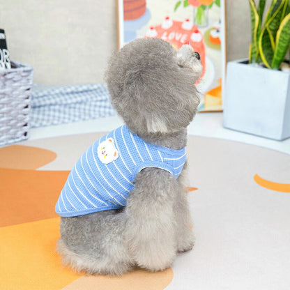 【犬服 犬 服 犬の服 春秋服 夏服用】ホワイトベアワッフルボーダーシャツ【ワッペン シロクマドッグ ペット ウェア アウトレット ダックス トイプードル チワワ タムベディ シーズー】[CN]