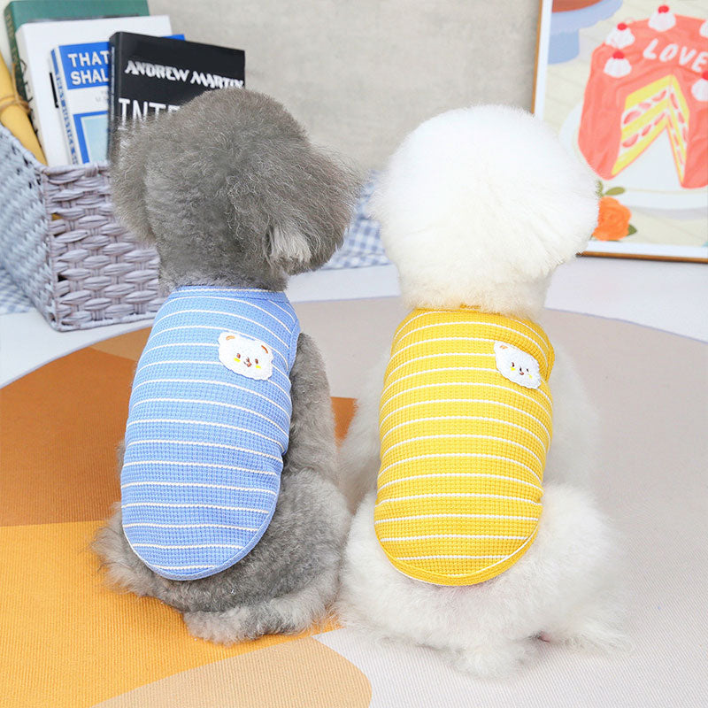 【犬服 犬 服 犬の服 春秋服 夏服用】ホワイトベアワッフルボーダーシャツ【ワッペン シロクマドッグ ペット ウェア アウトレット ダックス トイプードル チワワ タムベディ シーズー】[CN]