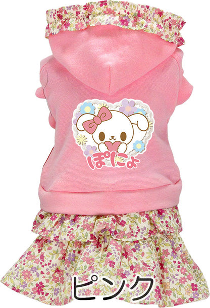 【犬服 犬 服 犬の服 名入れ 春服 夏服用 】愛犬のお名前入り ホワイトラビットフラワーワンピース【ドッグウェア 小花柄 パステル うさぎ ペット ダックス トイプードル チワワ ポメラニアン タムベディ】(L/)