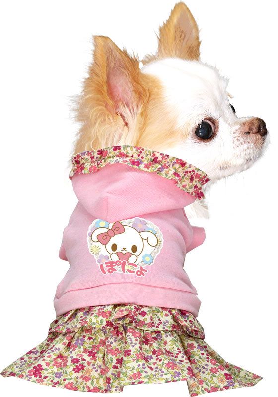 【犬服 犬 服 犬の服 名入れ 春服 夏服用 】愛犬のお名前入り ホワイトラビットフラワーワンピース【ドッグウェア 小花柄 パステル うさぎ ペット ダックス トイプードル チワワ ポメラニアン タムベディ】(L/)
