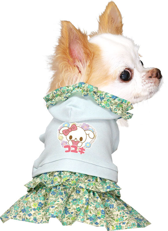 【犬服 犬 服 犬の服 名入れ 春服 夏服用 】愛犬のお名前入り ホワイトラビットフラワーワンピース【ドッグウェア 小花柄 パステル うさぎ ペット ダックス トイプードル チワワ ポメラニアン タムベディ】(L/)