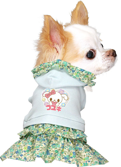【犬服 犬 服 犬の服 名入れ 春服 夏服用 】愛犬のお名前入り ホワイトラビットフラワーワンピース【ドッグウェア 小花柄 パステル うさぎ ペット ダックス トイプードル チワワ ポメラニアン タムベディ】(L/)
