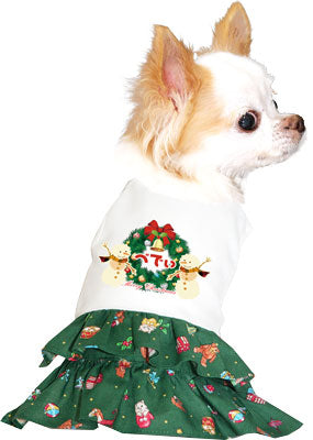 【犬服 犬 服 秋冬 犬の服 名入れ クリスマス秋服 冬服用】愛犬のお名前入り クリスマスベル ワンピース【ドッグウェア リース ネコ 女の子 トイプードル チワワ ダックス おしゃれ タムベディ】(H/)