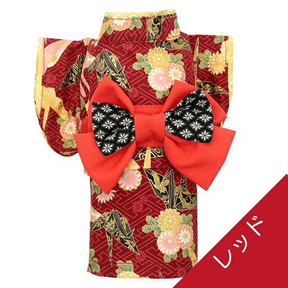 【着物 犬 服 犬の服 秋服 冬服用】艶やか晴れ着 八千代(やちよ)《名入れ可能》《コサージュ別売》【鶴 和柄 正月 年賀状 初詣 日本製ドッグ ペット ウェア ダックス トイプードル チワワ タムベディ】
