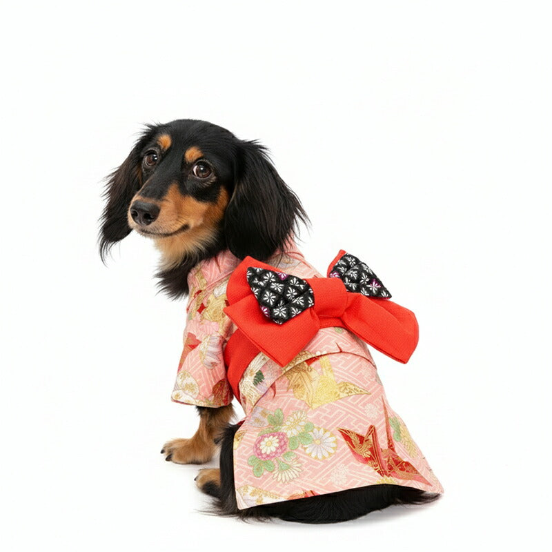【着物 犬 服 犬の服 秋服 冬服用】艶やか晴れ着 八千代(やちよ)《名入れ可能》《コサージュ別売》【鶴 和柄 正月 年賀状 初詣 日本製ドッグ ペット ウェア ダックス トイプードル チワワ タムベディ】