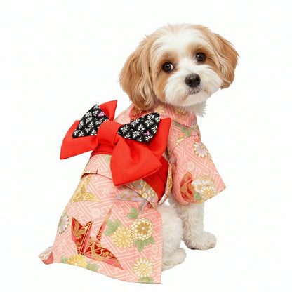 【着物 犬 服 犬の服 秋服 冬服用】艶やか晴れ着 八千代(やちよ)《名入れ可能》《コサージュ別売》【鶴 和柄 正月 年賀状 初詣 日本製ドッグ ペット ウェア ダックス トイプードル チワワ タムベディ】