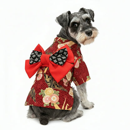 【着物 犬 服 犬の服 秋服 冬服用】艶やか晴れ着 八千代(やちよ)《名入れ可能》《コサージュ別売》【鶴 和柄 正月 年賀状 初詣 日本製ドッグ ペット ウェア ダックス トイプードル チワワ タムベディ】
