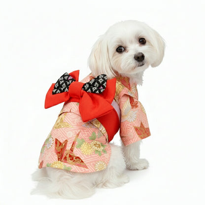 【着物 犬 服 犬の服 秋服 冬服用】艶やか晴れ着 八千代(やちよ)《名入れ可能》《コサージュ別売》【鶴 和柄 正月 年賀状 初詣 日本製ドッグ ペット ウェア ダックス トイプードル チワワ タムベディ】