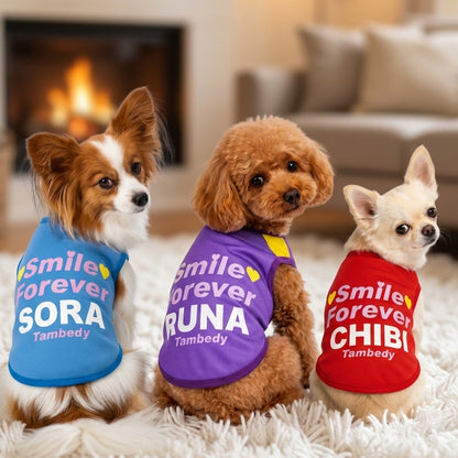 【犬服 犬 服 犬の服 秋冬服用 名入れ】 愛犬のお名前入り イエロハートーシャツ【ドッグウェア トイプードル チワワ キュート マルチーズ  犬服 国産 日本製 おしゃれ】(S/3/N/H/)