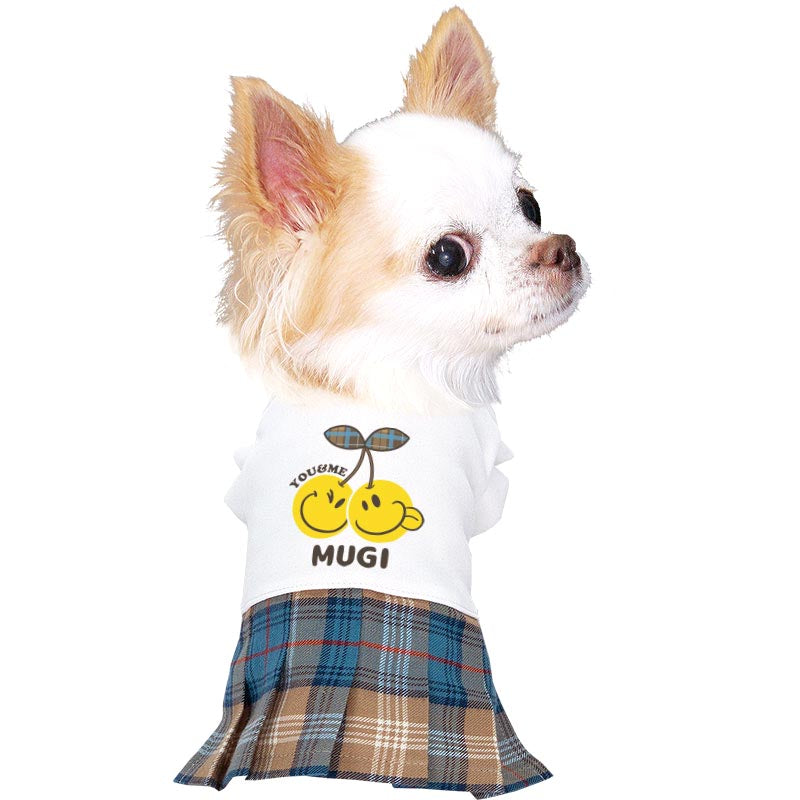 【犬服 犬 服 犬の服 名入れ 春服用】愛犬のお名前入り ユーアンドミーワンピース【チェック さくらんぼ スマイルドッグ ペット ウェア アウトレット ダックス トイプードル チワワ タムベディ】(H/)