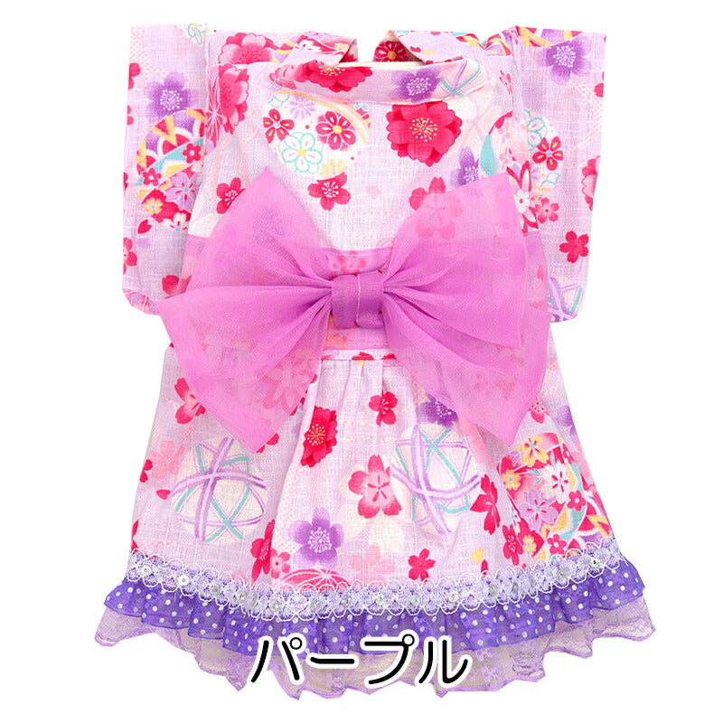【犬服 犬 服 犬の服　春服 夏服用】夢衣ドレス浴衣 ゆかた《名入れ可能》《コサージュ別売》【日本製 桜 祭り ワンピース 和服 花火大会 インスタ映え 七五三ドッグ ペット ウェア トイプードル チワワ タムベディ】