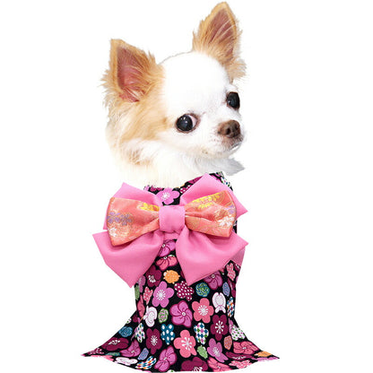【犬服 犬 服 犬の服 秋服 冬服用】艶やか晴れ着 夢咲(ゆめさき)《名入れ可能》《コサージュ別売》 【着物 お正月 初詣 年賀状 七五三 前開きドッグ ペット ウェア トイプードル チワワ タムベディ 愛らしい パグ】