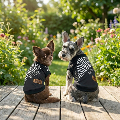 【犬服 犬 服 犬の服 秋服 冬服用】愛犬のお名前入りゼブラクロス【シャツ 袖あり 日本製 シマウマ柄 モノクロ 白 黒ドッグ ペット ウェア ダックス トイプードル チワワ タムベディ クール パグ】(S/3/RI/H/)