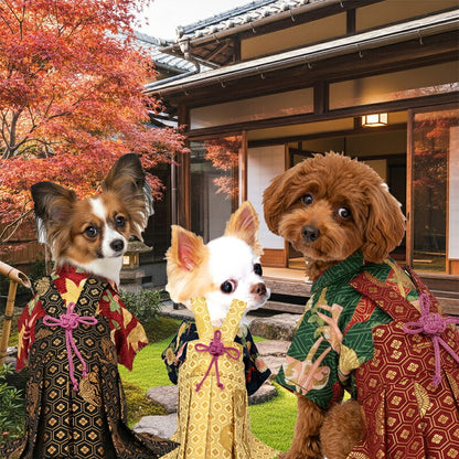 【着物 犬 服 犬の服 秋服 冬服用】男振り袴 瑞祥(ずいしょう)《名入れ可能》【日本製 和柄 お正月 初詣 七五三 はかまドッグ ペット ウェア ダックス トイプードル チワワ タムベディ 渋い 豆柴】