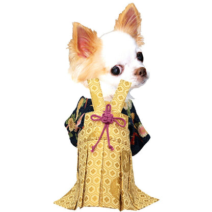 【着物 犬 服 犬の服 秋服 冬服用】男振り袴 瑞祥(ずいしょう)《名入れ可能》【日本製 和柄 お正月 初詣 七五三 はかまドッグ ペット ウェア ダックス トイプードル チワワ タムベディ 渋い 豆柴】
