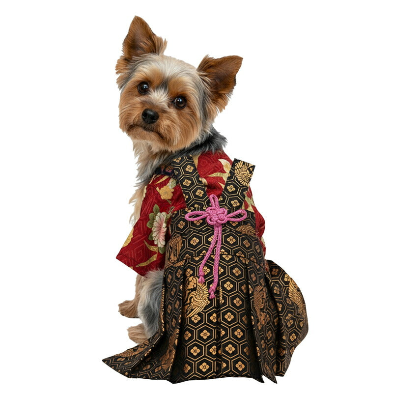 【着物 犬 服 犬の服 秋服 冬服用】男振り袴 瑞祥(ずいしょう)《名入れ可能》【日本製 和柄 お正月 初詣 七五三 はかまドッグ ペット ウェア ダックス トイプードル チワワ タムベディ 渋い 豆柴】