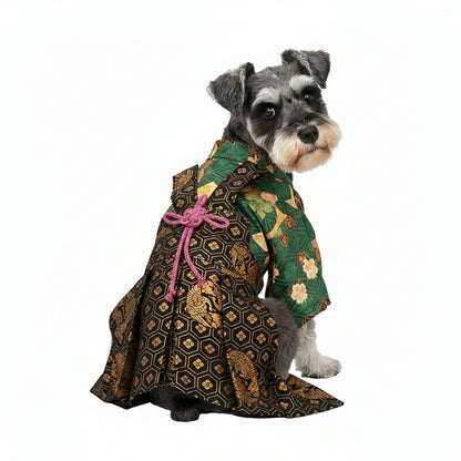 【着物 犬 服 犬の服 秋服 冬服用】男振り袴 瑞祥(ずいしょう)《名入れ可能》【日本製 和柄 お正月 初詣 七五三 はかまドッグ ペット ウェア ダックス トイプードル チワワ タムベディ 渋い 豆柴】