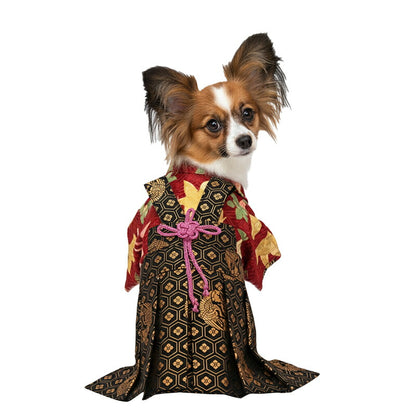 【着物 犬 服 犬の服 秋服 冬服用】男振り袴 瑞祥(ずいしょう)《名入れ可能》【日本製 和柄 お正月 初詣 七五三 はかまドッグ ペット ウェア ダックス トイプードル チワワ タムベディ 渋い 豆柴】